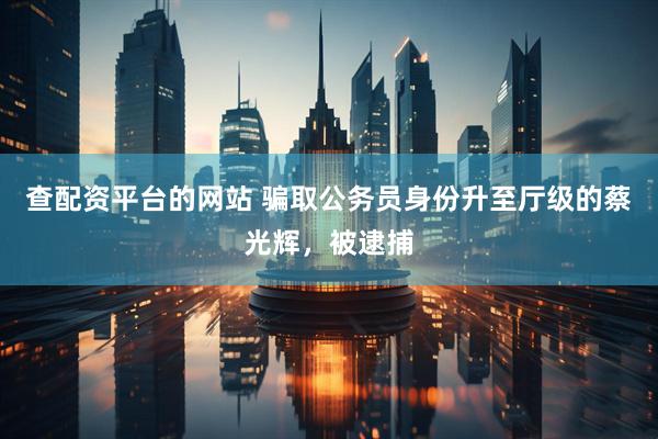 查配资平台的网站 骗取公务员身份升至厅级的蔡光辉，被逮捕